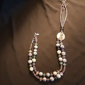 Pastel Multi-Color Beaded Necklace Signed Bulgar